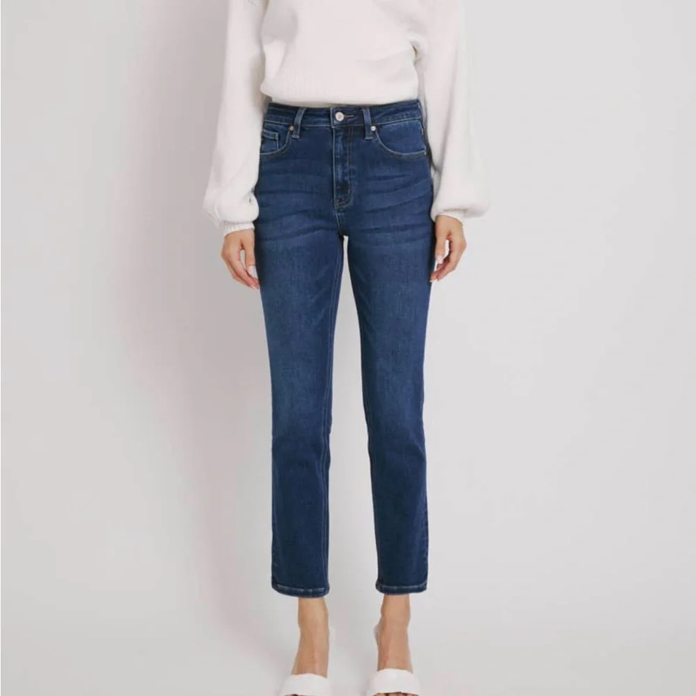 Kan Can High Rise Straight Blue Jeans - Picture 3 of 3